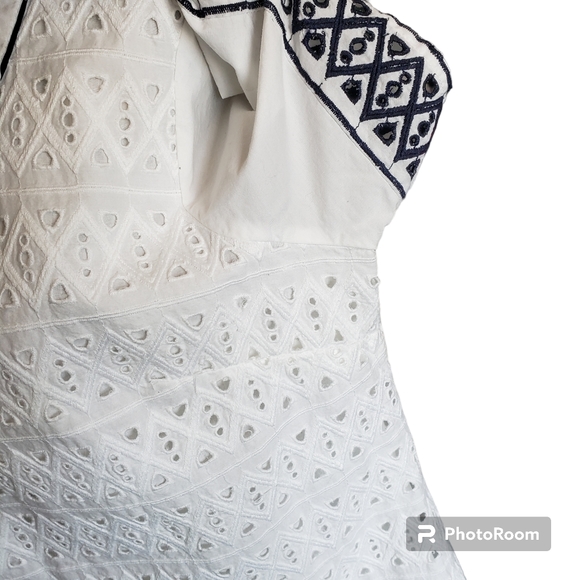 Adrianna papell womens woven office casual blouse geometic Embroidered size L - Picture 7 of 12